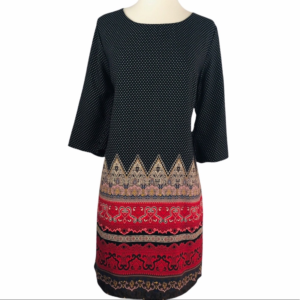 Black Mixed-Print Dress by GiBiu L